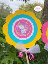 Load image into Gallery viewer, Rainbow Unicorn Birthday Party Centerpiece Set Girl Pink Blue Purple Magic Mythology Pony Heart Horse Boogie Bear Invitations Aurelia Theme