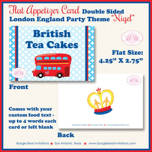 London England Birthday Favor Party Card Tent Place Food Appetizer Boy British Union Jack Flag Big Ben Boogie Bear Invitations Nigel Theme