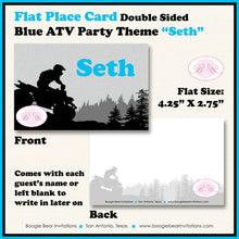 Load image into Gallery viewer, Blue ATV Birthday Party Favor Card Tent Appetizer Place Quad All Terrain Vehicle 4 Wheeler Sports Racing Boogie Bear Invitations Seth Theme