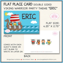 Load image into Gallery viewer, Viking Warrior Birthday Favor Party Card Tent Place Appetizer Food Tag Boy Girl Red Blue Ship Swimming Boogie Bear Invitations Eric Theme