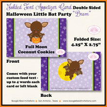Load image into Gallery viewer, Halloween Bat Birthday Favor Party Card Tent Appetizer Place Girl Boy Pumpkin Full Moon Forest Vampire Boogie Bear Invitations Bram Theme