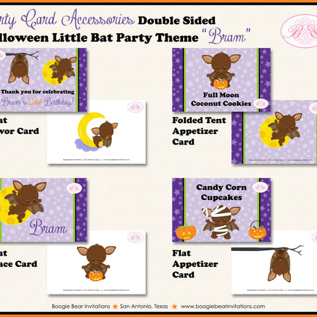 Halloween Bat Birthday Favor Party Card Tent Appetizer Place Girl Boy Pumpkin Full Moon Forest Vampire Boogie Bear Invitations Bram Theme