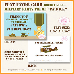 Military Birthday Party Favor Card Tent Appetizer Place Army Navy Air Force Marines Green Tank Private Boogie Bear Invitations Patrick Theme
