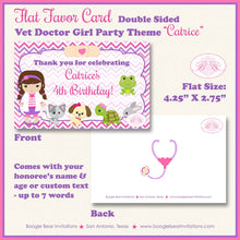 Load image into Gallery viewer, Vet Doctor Birthday Party Favor Card Tent Appetizer Place Girl Cat Dog Purple Pink ER Animal Hospital Boogie Bear Invitations Catrice Theme