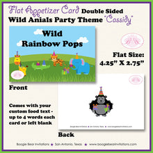 Load image into Gallery viewer, Wild Animals Birthday Favor Party Card Tent Place Food Jungle Safari Zoo Savanna Tropical Boy Girl Kid Boogie Bear Invitations Cassidy Theme