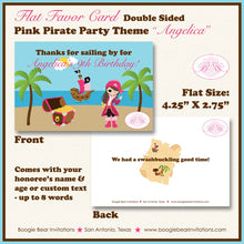 Load image into Gallery viewer, Pink Pirate Birthday Party Favor Card Tent Appetizer Place Girl Beach Island Parrot Swimming Ocean Boogie Bear Invitations Angelica Theme