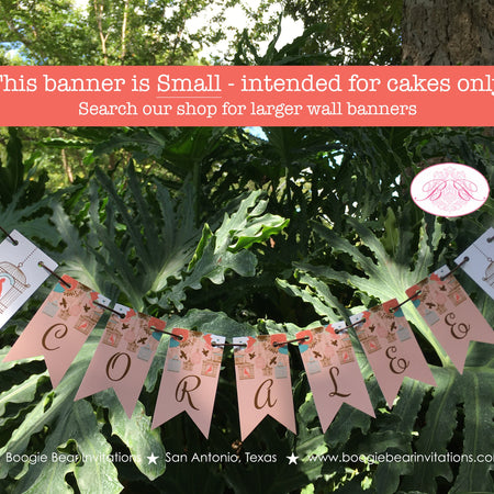 Garden Birds Party Pennant Cake Banner Topper Birthday Happy Girl Birdcage Outdoor Picnic Garden Cage Boogie Bear Invitations Coralee Theme