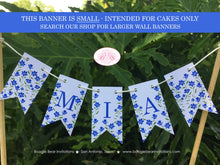 Load image into Gallery viewer, Blue Flowers Party Pennant Cake Banner Topper Birthday Flag Girl Wildflowers Green Bluebonnet Wild Pansies Boogie Bear Invitations Mia Theme
