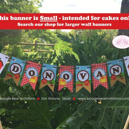 Fall Farm Party Pennant Cake Banner Topper Birthday Happy Barn Harvest Girl Boy Petting Zoo Animals Boogie Bear Invitations Donovan Theme