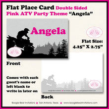 Load image into Gallery viewer, Pink ATV Birthday Party Favor Card Tent Tent Food Place Folded Appetizer Quad Four Wheeler Sports Girl Boogie Bear Invitations Angela Theme