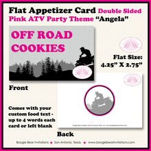 Load image into Gallery viewer, Pink ATV Birthday Party Favor Card Tent Tent Food Place Folded Appetizer Quad Four Wheeler Sports Girl Boogie Bear Invitations Angela Theme
