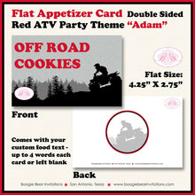 Load image into Gallery viewer, Red ATV Birthday Party Favor Card Tent Appetizer Place Quad All Terrain Vehicle 4 Wheeler Sports Racing Boogie Bear Invitations Adam Theme