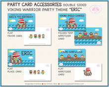 Load image into Gallery viewer, Viking Warrior Birthday Favor Party Card Tent Place Appetizer Food Tag Boy Girl Red Blue Ship Swimming Boogie Bear Invitations Eric Theme