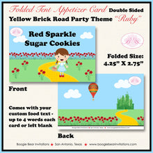 Load image into Gallery viewer, Wizard of Oz Birthday Favor Party Card Tent Place Food Girl Dorothy Yellow Brick Road Castle Red Boogie Bear Invitations Ruby Theme Printed
