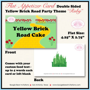 Wizard of Oz Birthday Favor Party Card Tent Place Food Girl Dorothy Yellow Brick Road Castle Red Boogie Bear Invitations Ruby Theme Printed