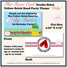 Load image into Gallery viewer, Wizard of Oz Birthday Favor Party Card Tent Place Food Girl Dorothy Yellow Brick Road Castle Red Boogie Bear Invitations Ruby Theme Printed