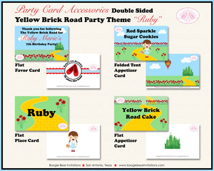 Wizard of Oz Birthday Favor Party Card Tent Place Food Girl Dorothy Yellow Brick Road Castle Red Boogie Bear Invitations Ruby Theme Printed
