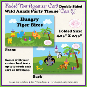 Wild Animals Birthday Favor Party Card Tent Place Food Jungle Safari Zoo Savanna Tropical Boy Girl Kid Boogie Bear Invitations Cassidy Theme