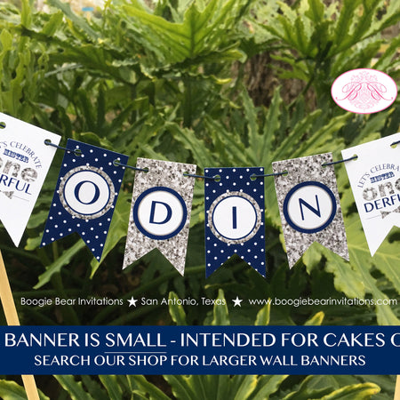 Mr. Wonderful Party Pennant Cake Banner Topper Flag Onederful Blue Silver White Polka Dot Happy Birthday Boogie Bear Invitations Odin Theme