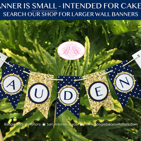 Mr. Wonderful Party Pennant Cake Banner Topper Flag Onederful Blue Gold White Polka Dot Happy Birthday Boogie Bear Invitations Auden Theme
