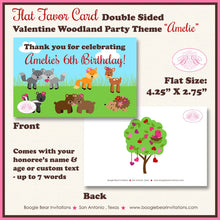 Load image into Gallery viewer, Valentine Woodland Birthday Party Favor Card Place Food Tag Tent Appetizer Forest Animals Day Creatures Boogie Bear Invitations Amelie Theme