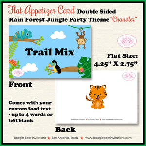 Rain Forest Jungle Birthday Party Favor Card Appetizer Food Folded Tent Amazon Rainforest Zoo Boogie Bear Invitations Chandler Theme Printed