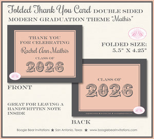 Modern Grey Peach Graduation Thank You Cards High School Note Stripe Orange 2022 2023 2024 2025 Boogie Bear Invitations Mathis Theme Printed
