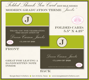 Modern Stripe Graduation Thank You Cards High School College Stationery Girl Boy 2022 2023 2024 Boogie Bear Invitations Jacobs Theme Printed