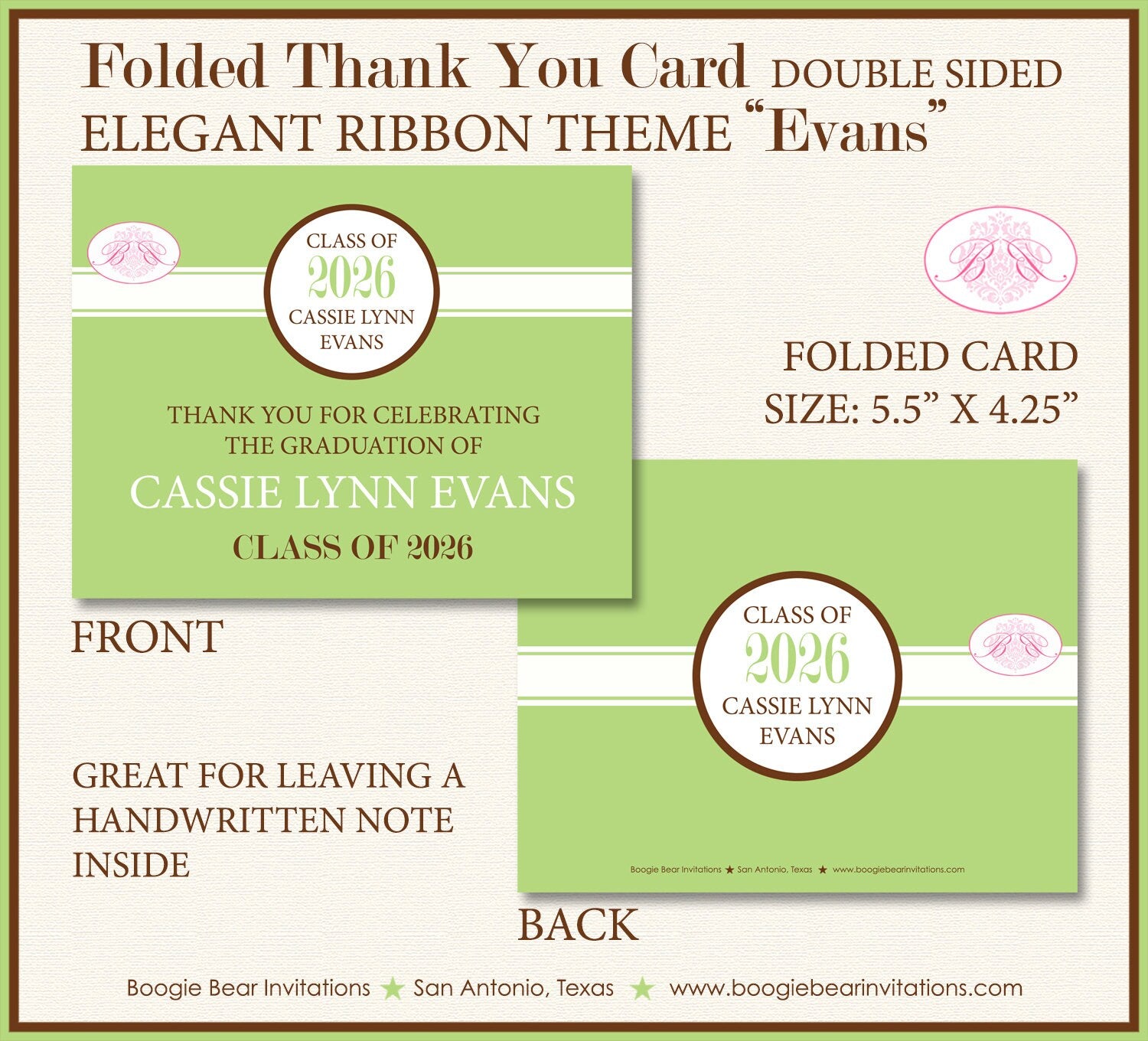 Modern Lime Graduation Thank You Cards High School College Note Brown Boogie Bear Invitations Modern Lime Graduation Thank You Cards High School College Note Brown Boogie Bear Invitations