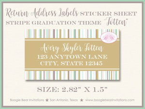 Photo Stripe Graduation Announcement Ribbon Girl Boy 2022 2023 2024 2025 Boogie Bear Invitations Totten Theme Paperless Printable Printed