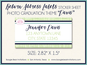 Modern Photo Graduation Announcement Party Boy Girl Lime Blue 2022 2023 2024 Boogie Bear Invitations Davis Theme Paperless Printable Printed
