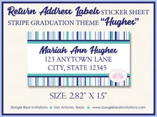 Load image into Gallery viewer, Stripe Photo Graduation Announcement Thank You Contact Name Card Graduate 2022 2023 2024 2025 Boogie Bear Invitations Hughes Theme Printed