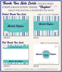 Stripe Photo Graduation Announcement Thank You Contact Name Card Graduate 2022 2023 2024 2025 Boogie Bear Invitations Hughes Theme Printed