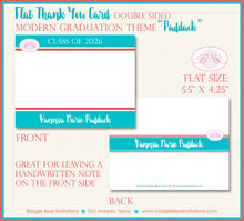 Load image into Gallery viewer, Modern Blue Red Graduation Thank You Cards Note High School Aqua Coral 2022 2023 2024 2025 Boogie Bear Invitations Paddack Theme Printed