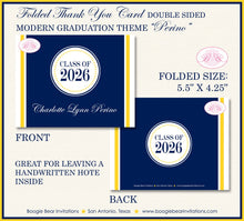 Load image into Gallery viewer, Modern Blue Yellow Graduation Thank You Cards High School College Note Navy 2022 2023 2024 2025 Boogie Bear Invitations Perino Theme Printed