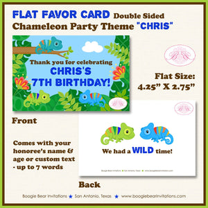 Chameleon Birthday Party Favor Card Appetizer Food Folded Tent Rain Forest Amazon Jungle Wild Boogie Bear Invitations Chris Theme Printed