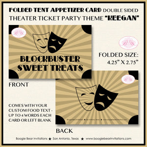 Theater Ticket Birthday Favor Party Card Boy Girl Tent Place Tag Actor Theatre Drama Gold Black Boogie Bear Invitations Keegan Theme Printed