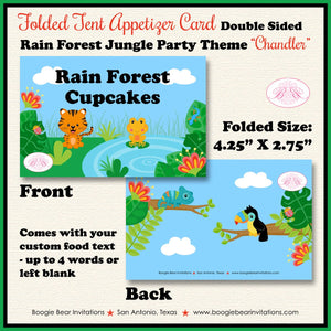 Rain Forest Jungle Birthday Party Favor Card Appetizer Food Folded Tent Amazon Rainforest Zoo Boogie Bear Invitations Chandler Theme Printed