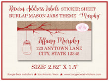 Load image into Gallery viewer, Mason Jars Wedding Invitation Birthday Party Country Red Burlap White Boogie Bear Invitations Murphy Theme Paperless Printable Printed