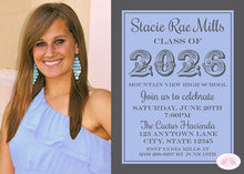 Load image into Gallery viewer, High School College Graduation Announcement Photo Blue 2019 2022 2023 2024 Boogie Bear Invitations Mills Theme Paperless Printable Printed