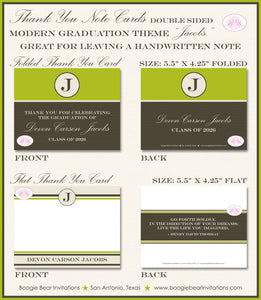 Modern Stripe Graduation Thank You Cards High School College Stationery Girl Boy 2022 2023 2024 Boogie Bear Invitations Jacobs Theme Printed