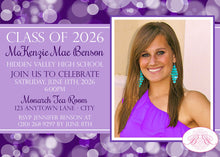 Load image into Gallery viewer, High School College Graduation Announcement Photo Purple 2022 2023 2024 Boogie Bear Invitations Benson Theme Paperless Printable Printed