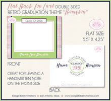 Load image into Gallery viewer, Retro Lime Graduation Thank You Cards High School College Stationery Pink 2022 2023 2024 2025 Boogie Bear Invitations Thompson Theme Printed