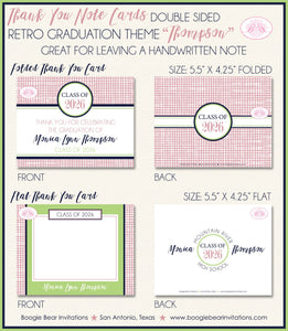 Retro Lime Graduation Thank You Cards High School College Stationery Pink 2022 2023 2024 2025 Boogie Bear Invitations Thompson Theme Printed