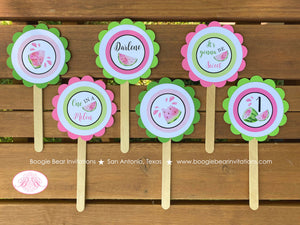 Pink Watermelon Birthday Party Package Green One Melon Two Sweet Fruit Summer Girl Picnic Dessert Boogie Bear Invitations Darlene Theme
