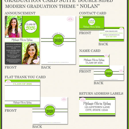 Modern Photo Graduation Announcement Thank You Contact Cards Graduate Party Suite 2022 2023 2024 Boogie Bear Invitations Nolan Theme Printed