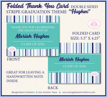 Load image into Gallery viewer, Stripe Photo Graduation Announcement Thank You Contact Name Card Graduate 2022 2023 2024 2025 Boogie Bear Invitations Hughes Theme Printed