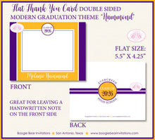 Load image into Gallery viewer, Modern Graduation Thank You Cards High School College Purple Gold 2022 2023 2024 2025 Boogie Bear Invitations Hammond Theme Printed