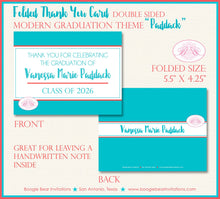 Load image into Gallery viewer, Modern Blue Red Graduation Thank You Cards Note High School Aqua Coral 2022 2023 2024 2025 Boogie Bear Invitations Paddack Theme Printed
