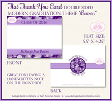 Load image into Gallery viewer, Modern Purple Graduation Thank You Cards High School College Bokeh Ombre 2022 2023 2024 2025 Boogie Bear Invitations Benson Theme Printed
